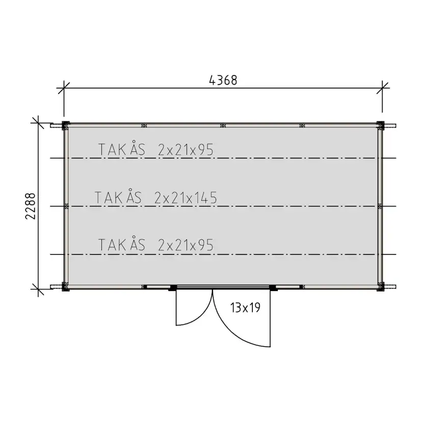 Förråd Vibostugan Finnstorp 10m² Redskapsbod i Trä med Sadeltak