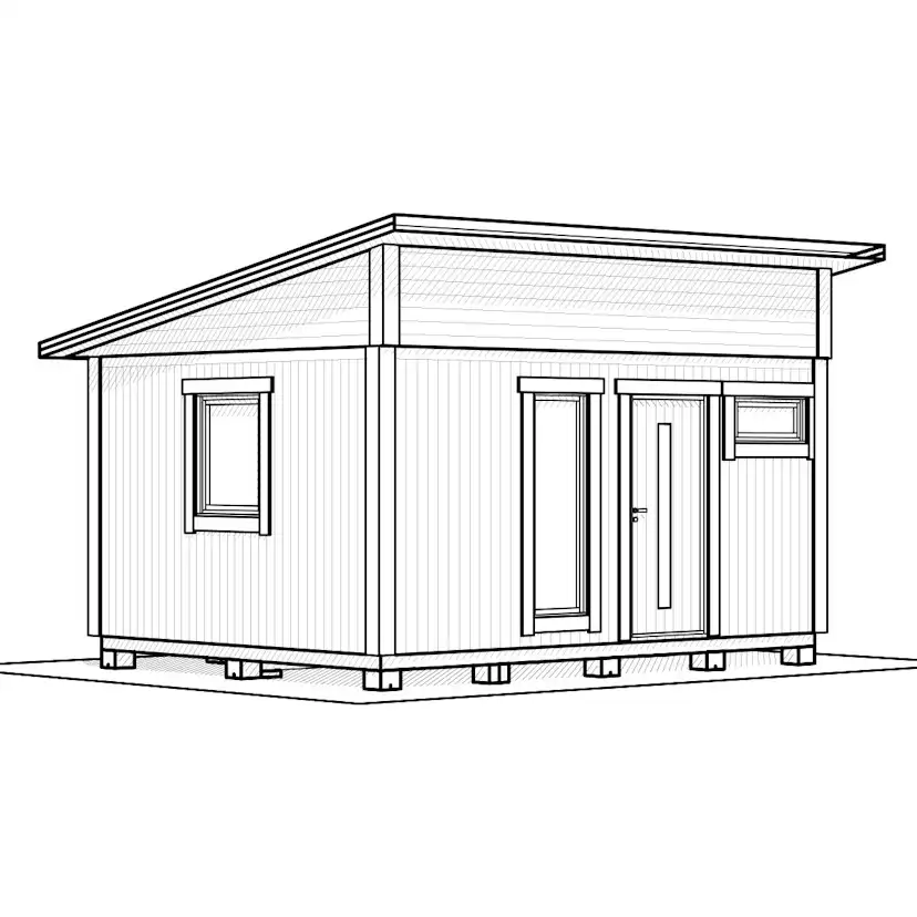 Attefallshus Vibostugan Njuta Funkis 20-2 19,6 m² Trähus