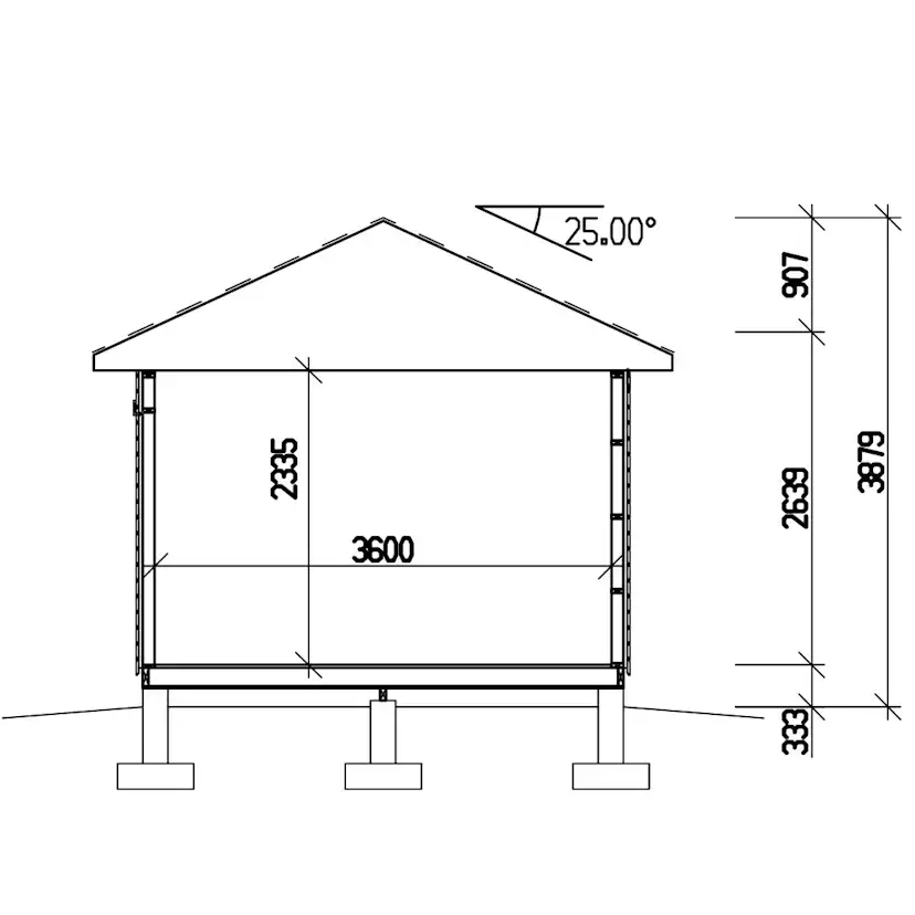 Attefallshus Vibostugan Njuta 25-2 24,3 m² Trähus med Sadeltak