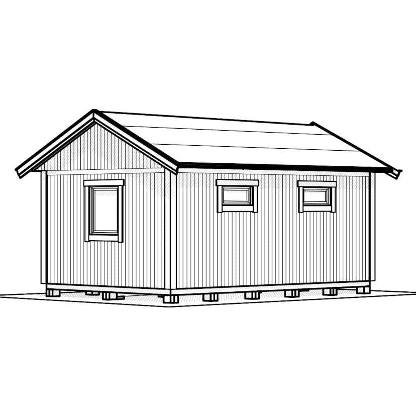 Attefallshus Vibostugan Njuta 25-4 24,3 m² Trähus med Sadeltak