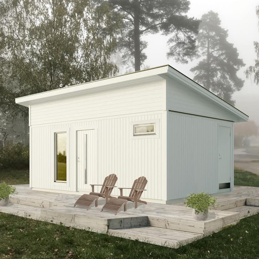 Attefallshus Vibostugan Njuta Funkis 25-2 24,3 m² Trähus