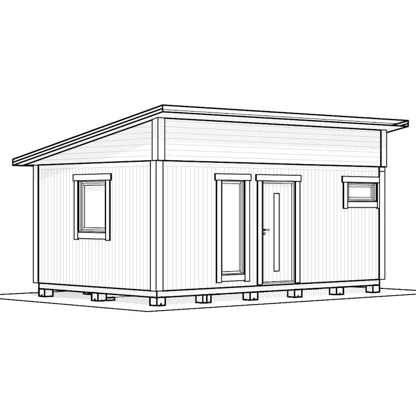 Attefallshus Vibostugan Njuta Funkis 25-2 24,3 m² Trähus