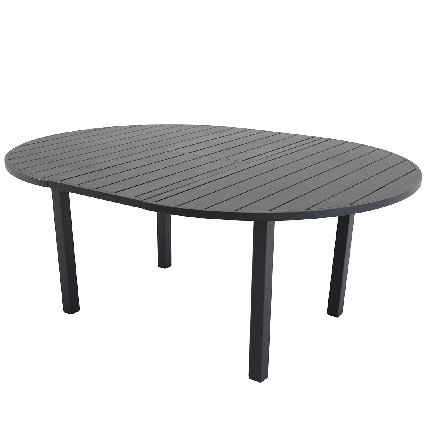 Utebord Venture Home Marbella Förlängningsbart Aluminiumbord, Ovalt Ø 140 cm Svart