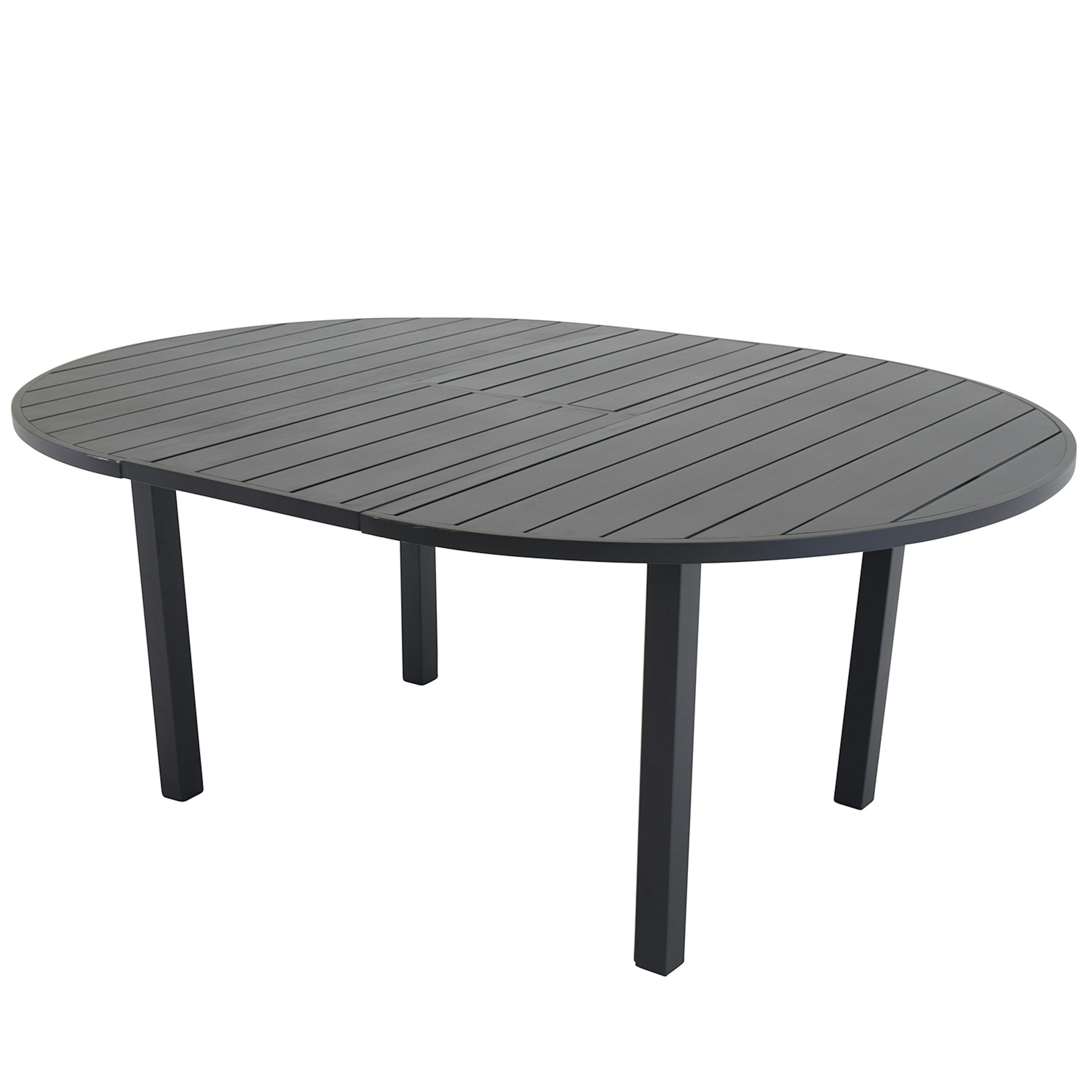 Utebord Venture Home Marbella Förlängningsbart Aluminiumbord, Ovalt Ø 140 cm Svart