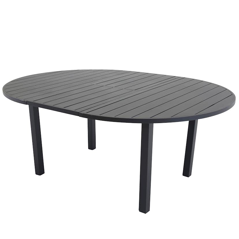 Utebord Venture Home Marbella Förlängningsbart Aluminiumbord, Ovalt Ø 140 cm Svart
