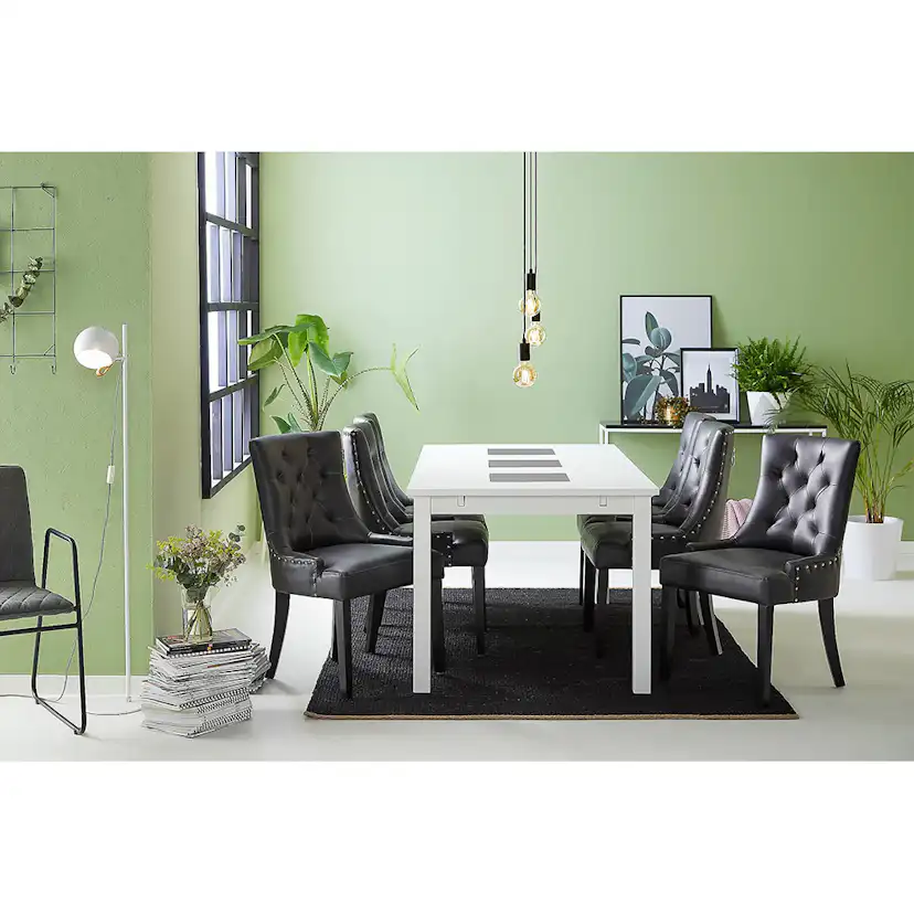Matgrupp In Living Jasmin 180 cm med 6 Tuva Fåtölj Vit/Svart