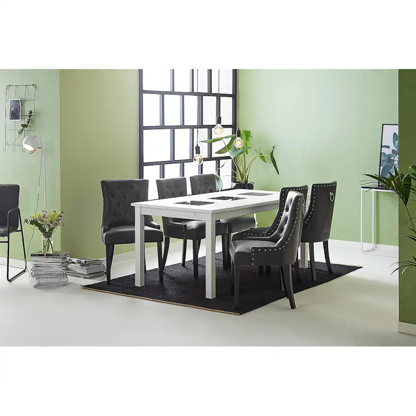 Matgrupp In Living Jasmin 180 cm med 6 Tuva Fåtölj Vit/Svart