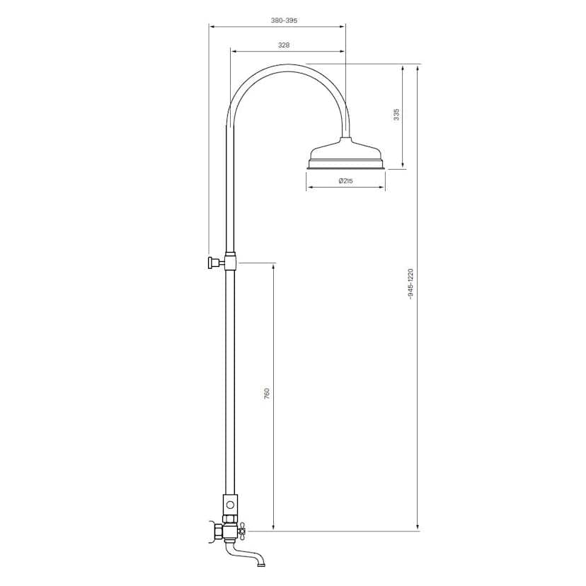 Takduschset Tapwell Classic XCOL022-150 med Badkarsblandare