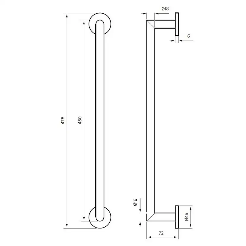 Handduksstång Tapwell TA211 450 mm