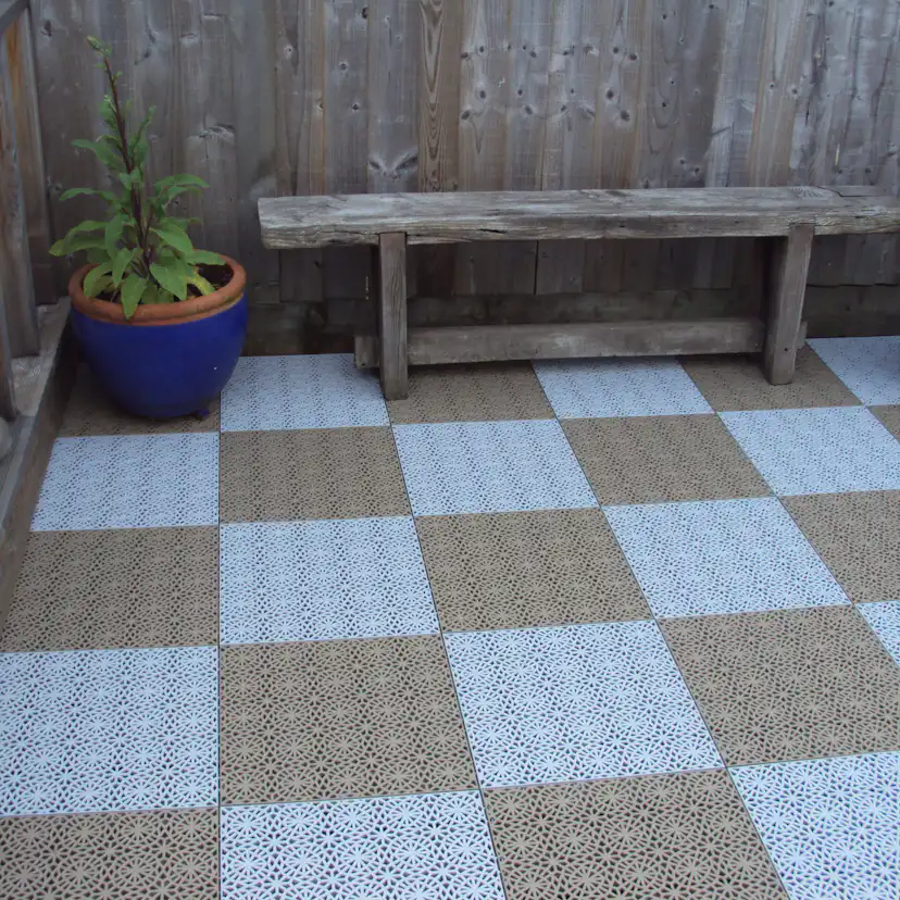 Golvplatta Bergo XL Cedar Wood Golvtrall i Plast