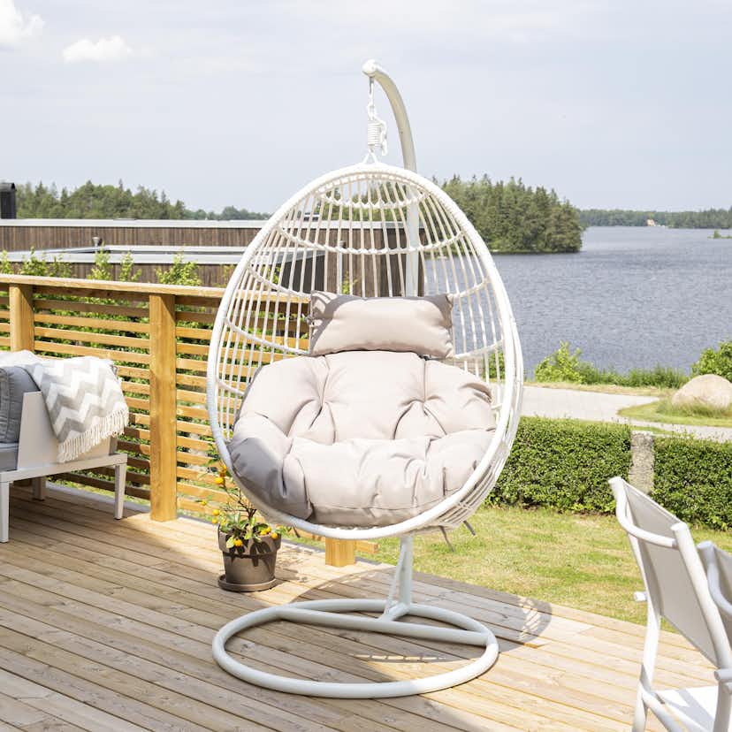 Hängstol Venture Home Viga Utomhus med Stativ i Vitt Stål & Grå Dyna