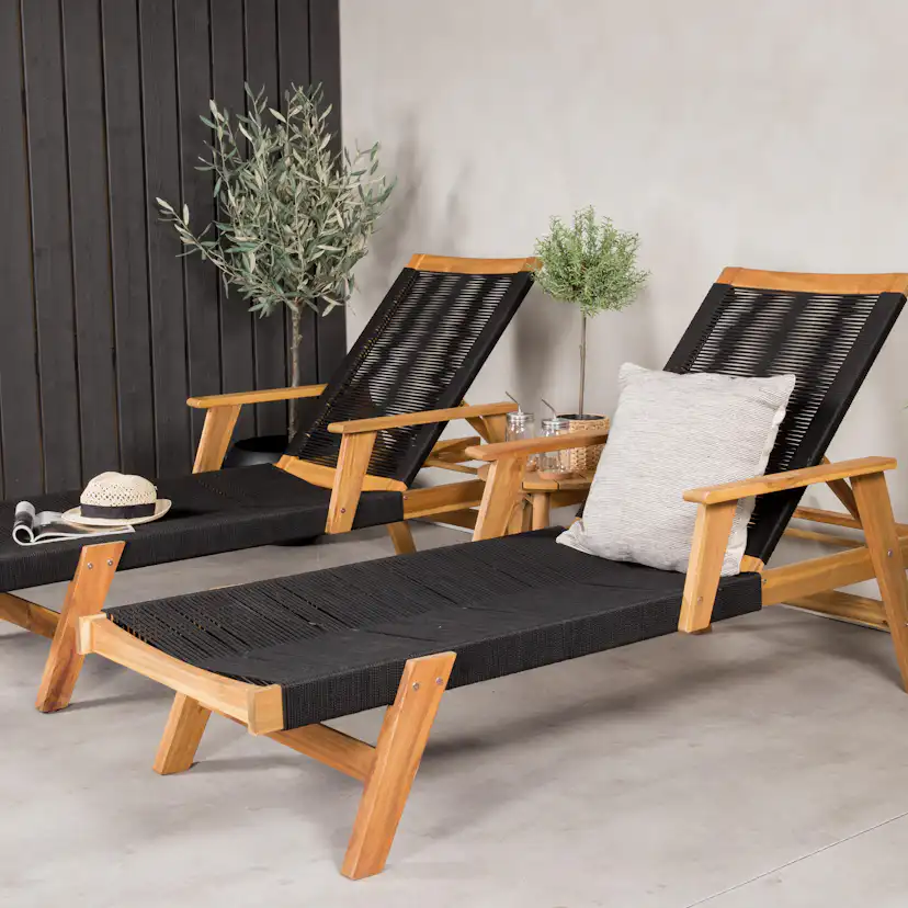 Solsäng Venture Home Little John Justerbart Ryggstöd, Svart/Akacia