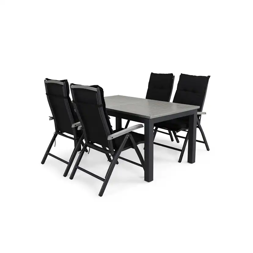 Matgrupp Utomhus Comfort Garden Monaco 152-210 Lyx 4 Svart inkl. Dynor