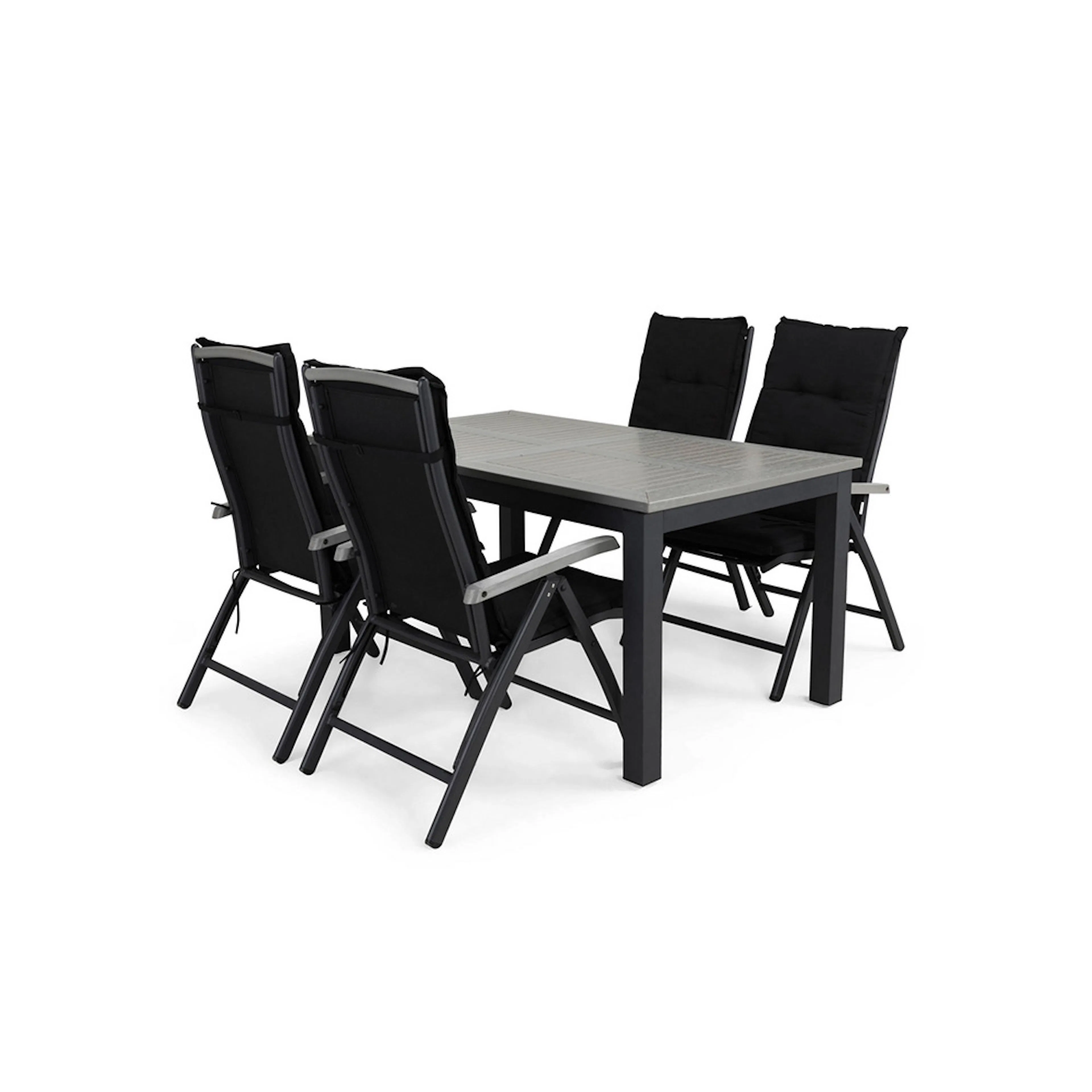 Matgrupp Utomhus Comfort Garden Monaco 152-210 Lyx 4 Svart inkl. Dynor