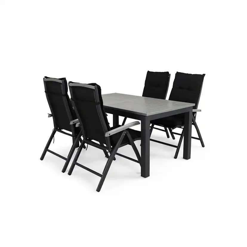 Matgrupp Utomhus Comfort Garden Monaco 152-210 Lyx 4 Svart inkl. Dynor