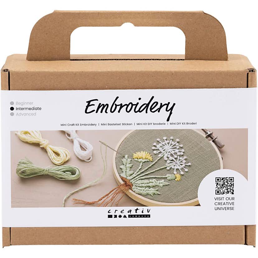 Broderi Creativ Company Mini DIY Kit Mattgrön Broderbåge