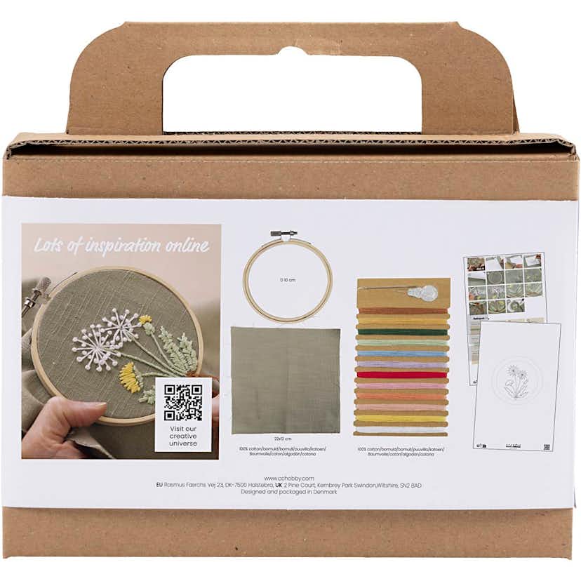 Broderi Creativ Company Mini DIY Kit Mattgrön Broderbåge