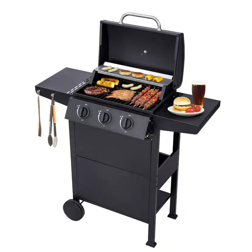 Gasolgrill Dose Barbeque Svart Med 3 Brännare