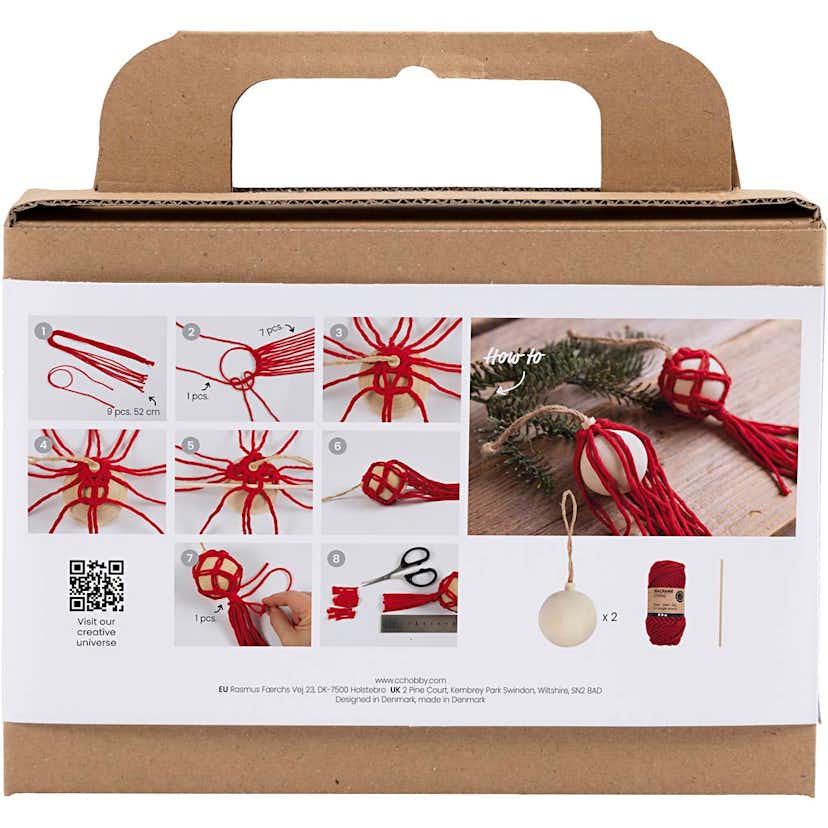 Julgranskulor Creativ Company DIY Kit Julrött Makramé