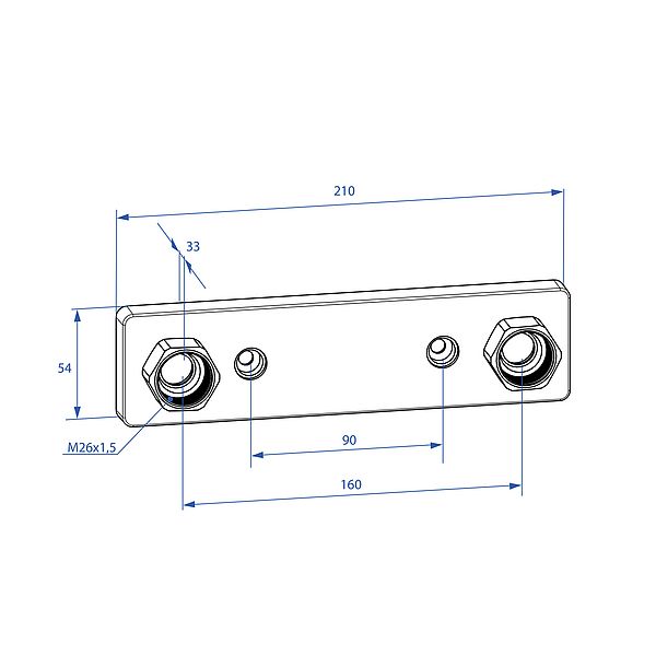Blandarfäste Trio Perfekta Design Line för Dold Rördragning 160 cc