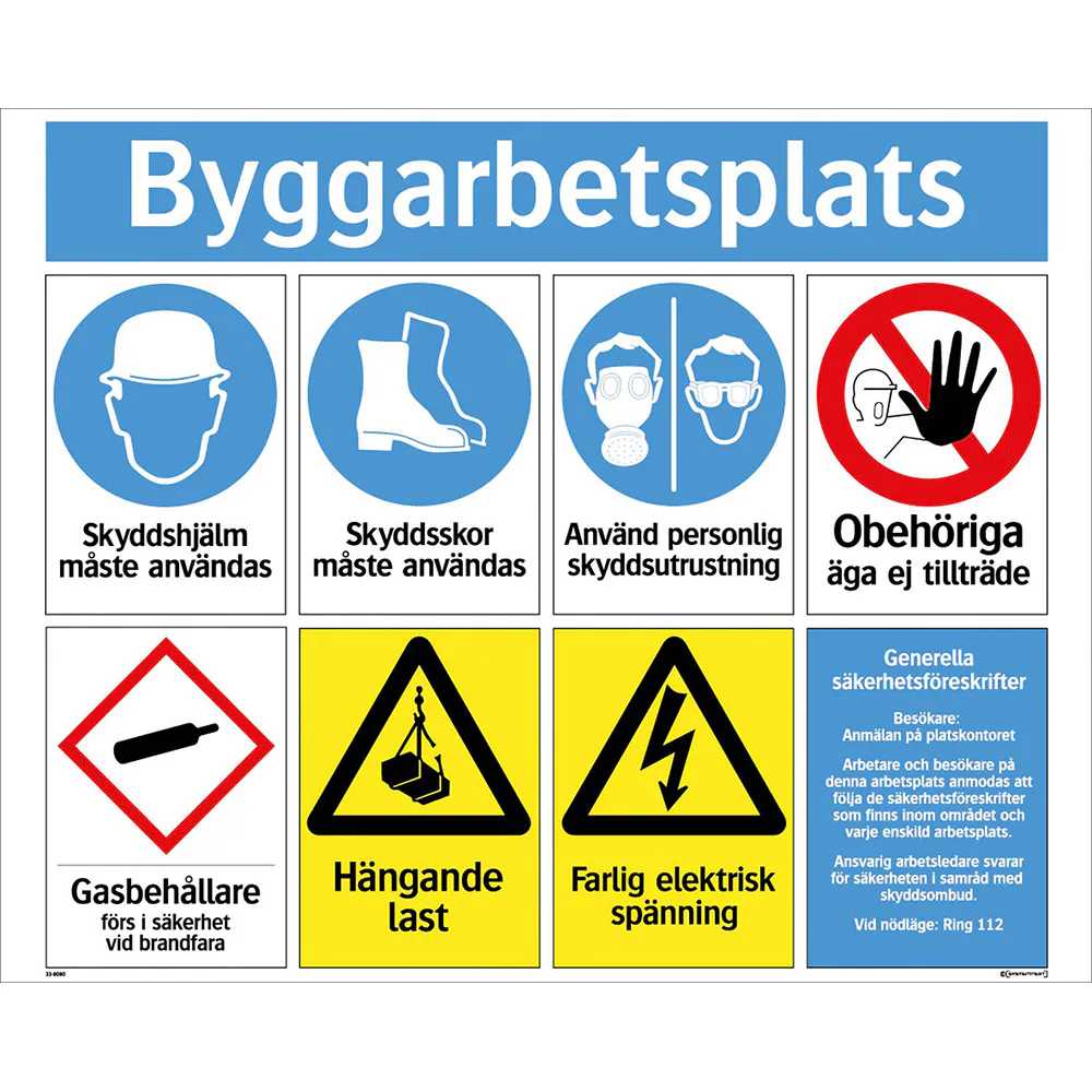 Skylt Systemtext Byggarbetsplats 780x625 mm Aluminium