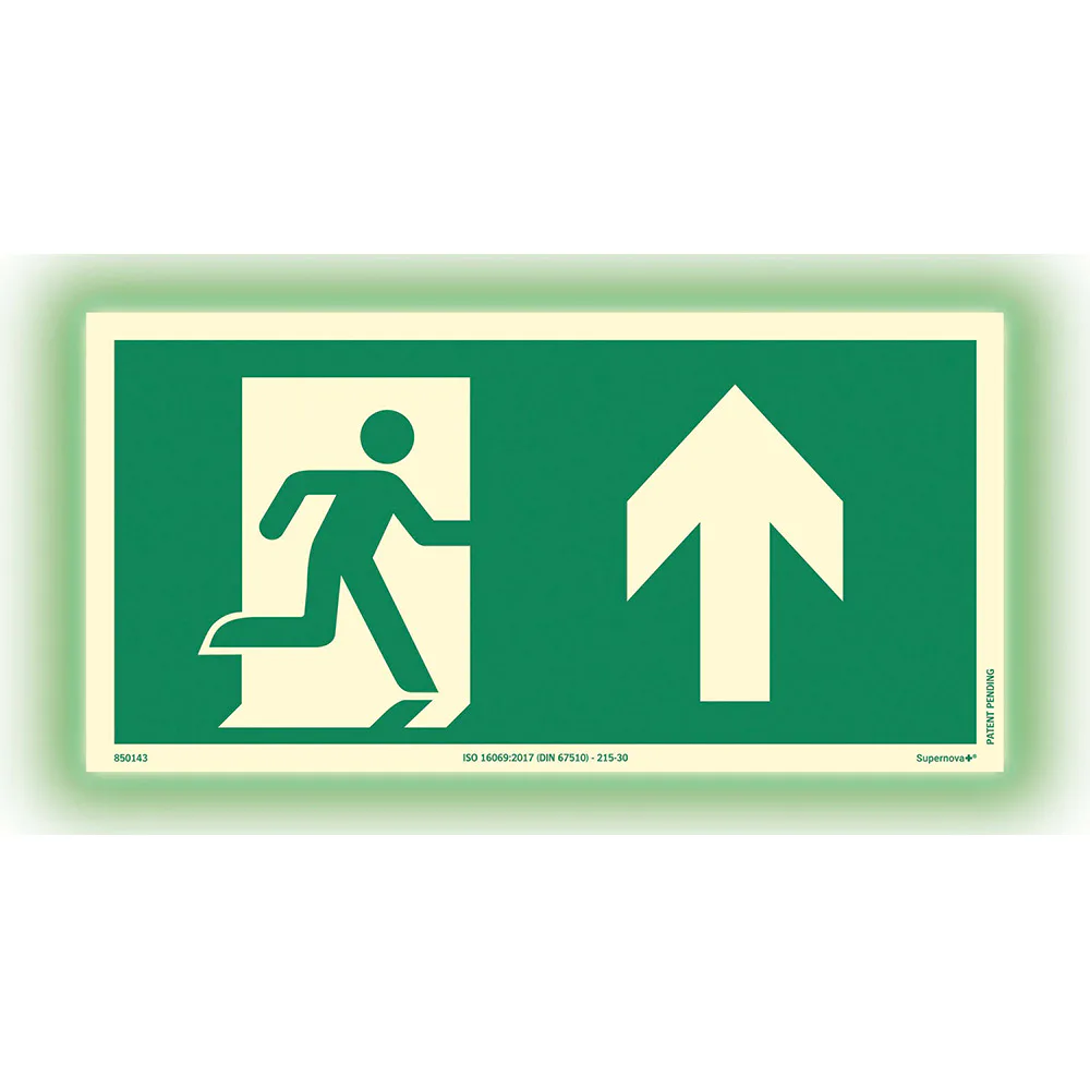 Skylt Systemtext Utrymning Rakt Fram Aluminium Supernova+