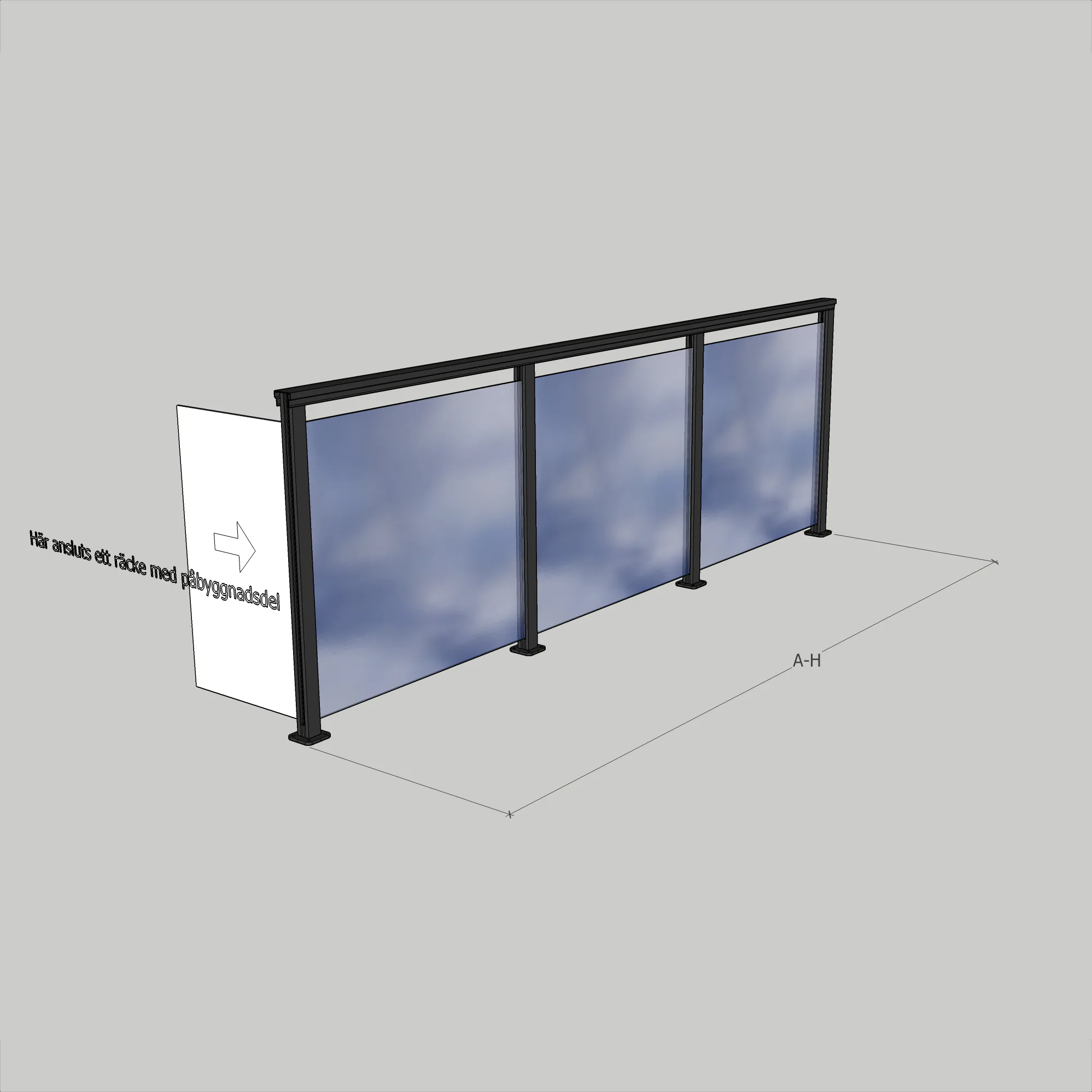 Glasräcke Novoroom Komplett Sektion A-H