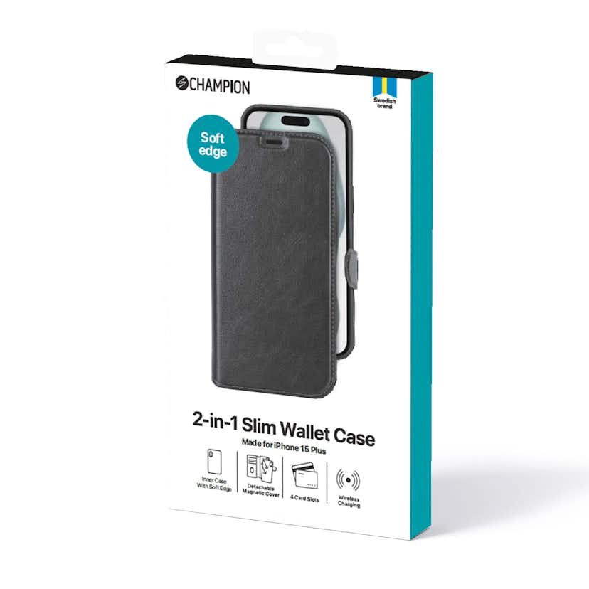 Mobilskal Champion 2-in-1 Slim wallet iPhone 15 Plus