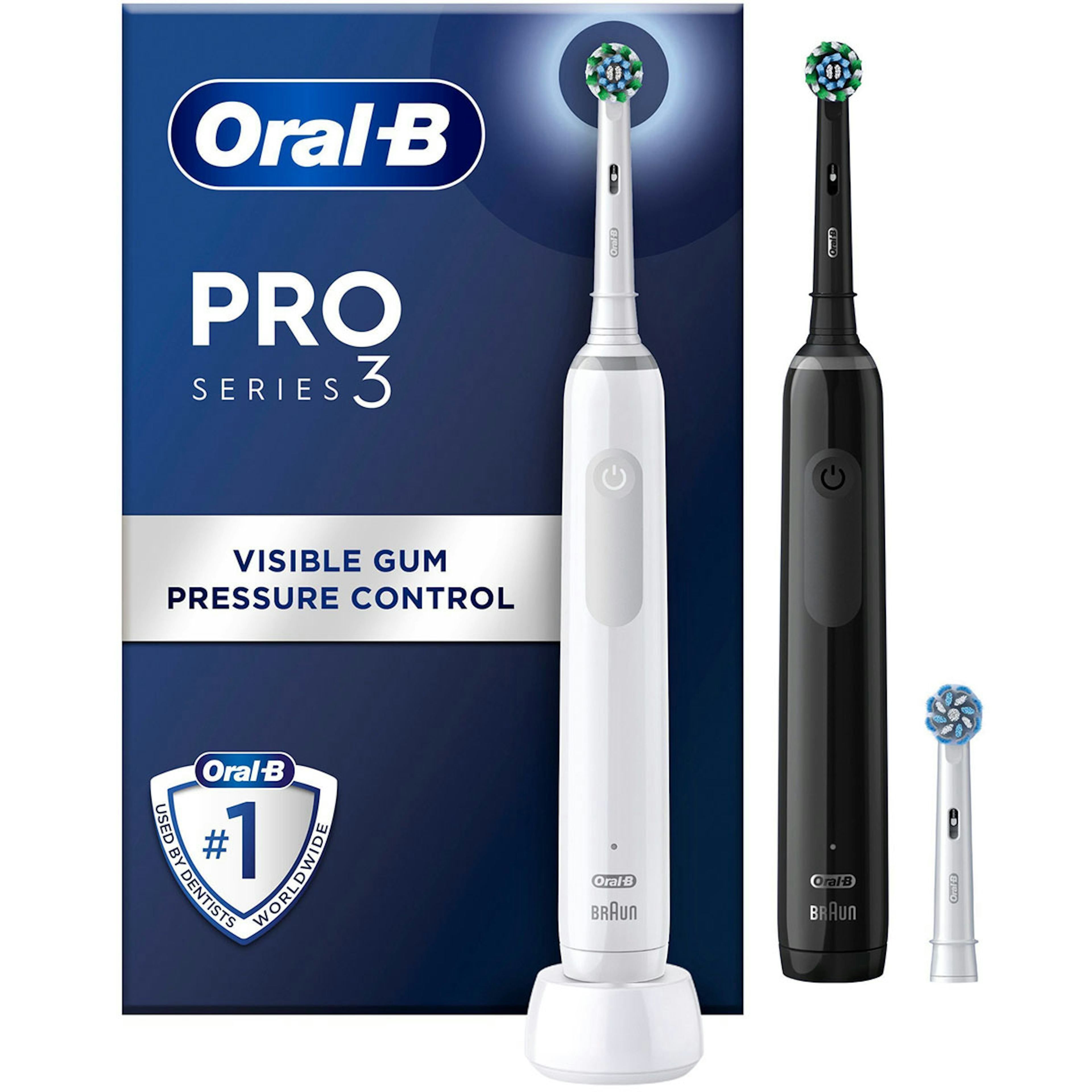 Eltandborste Oral-B Pro3 Duo Black/White med Timerfunktion & 3 Borsthuvuden