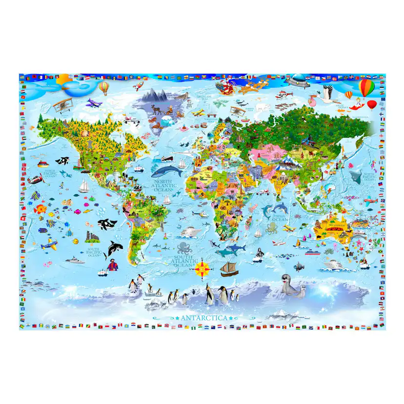 Fototapet Arkiio Självhäftande World Map For Kids