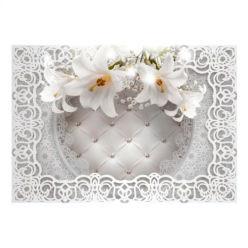 Fototapet Arkiio Självhäftande Lilies And Quilted Background