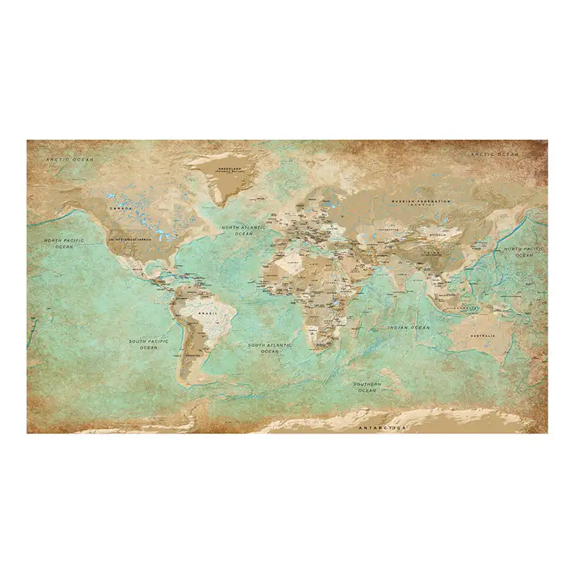 Fototapet Arkiio Självhäftande Turquoise World Map II 490x280