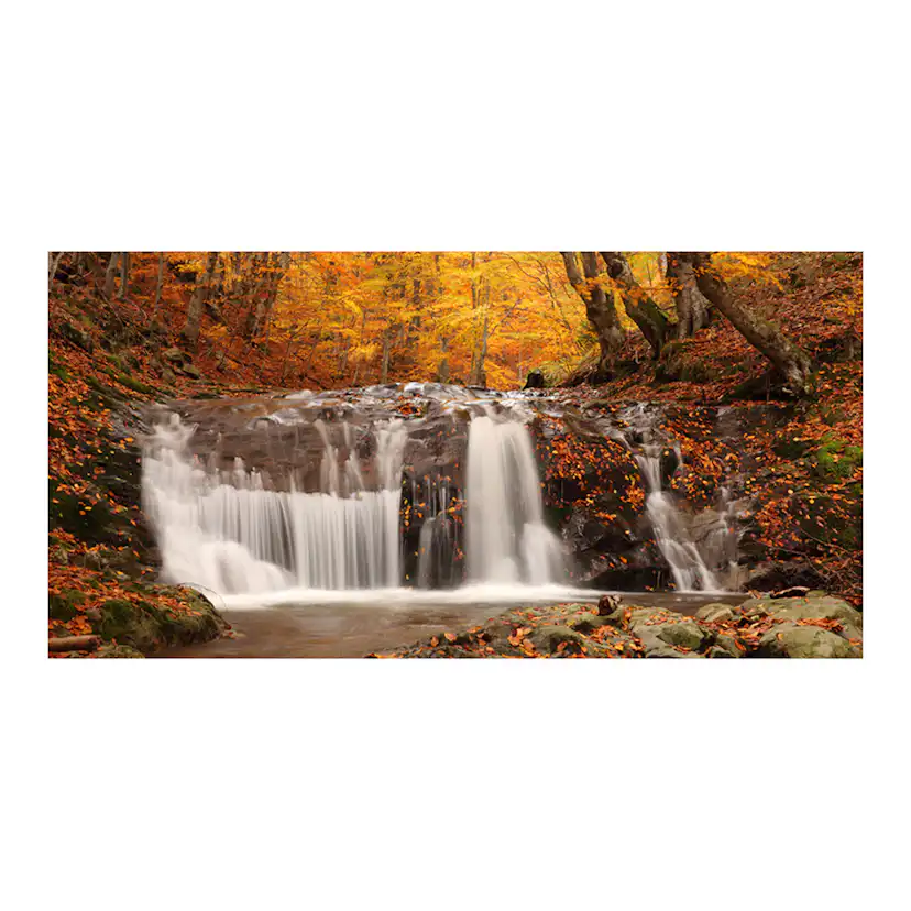 Fototapet XXL Arkiio Autumn landscape waterfall in forest 550x270 cm