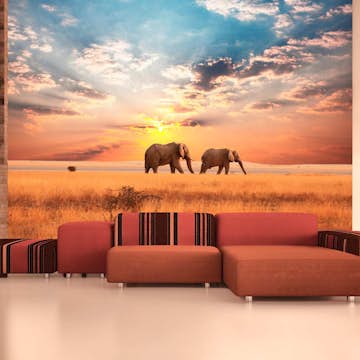 Fototapet Arkiio Afrikanska Savannen Elefanter