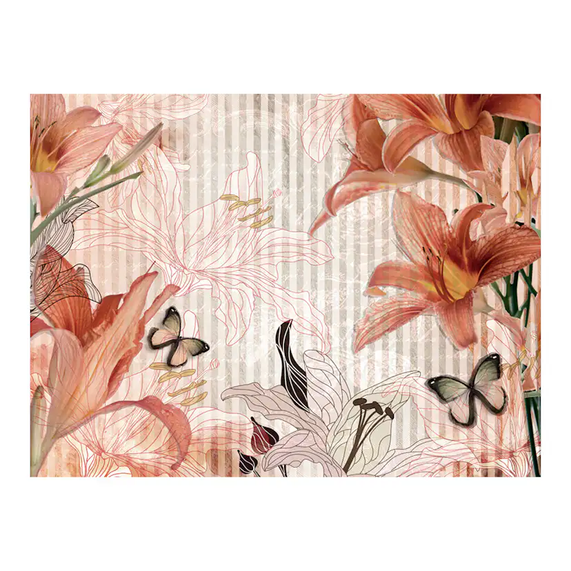 Fototapet Arkiio Blommor Och Fjärilar