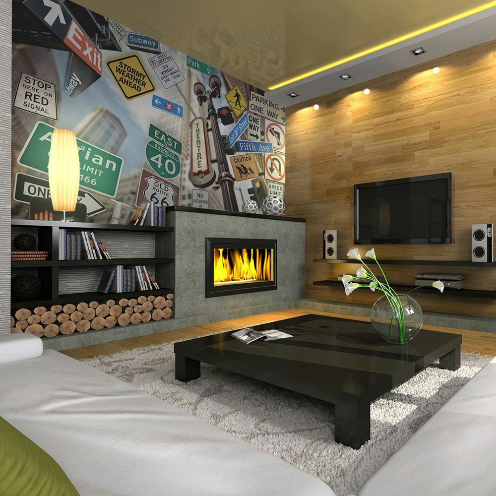 Fototapet Arkiio Nyc Tecken På En Färgad Bakgrund