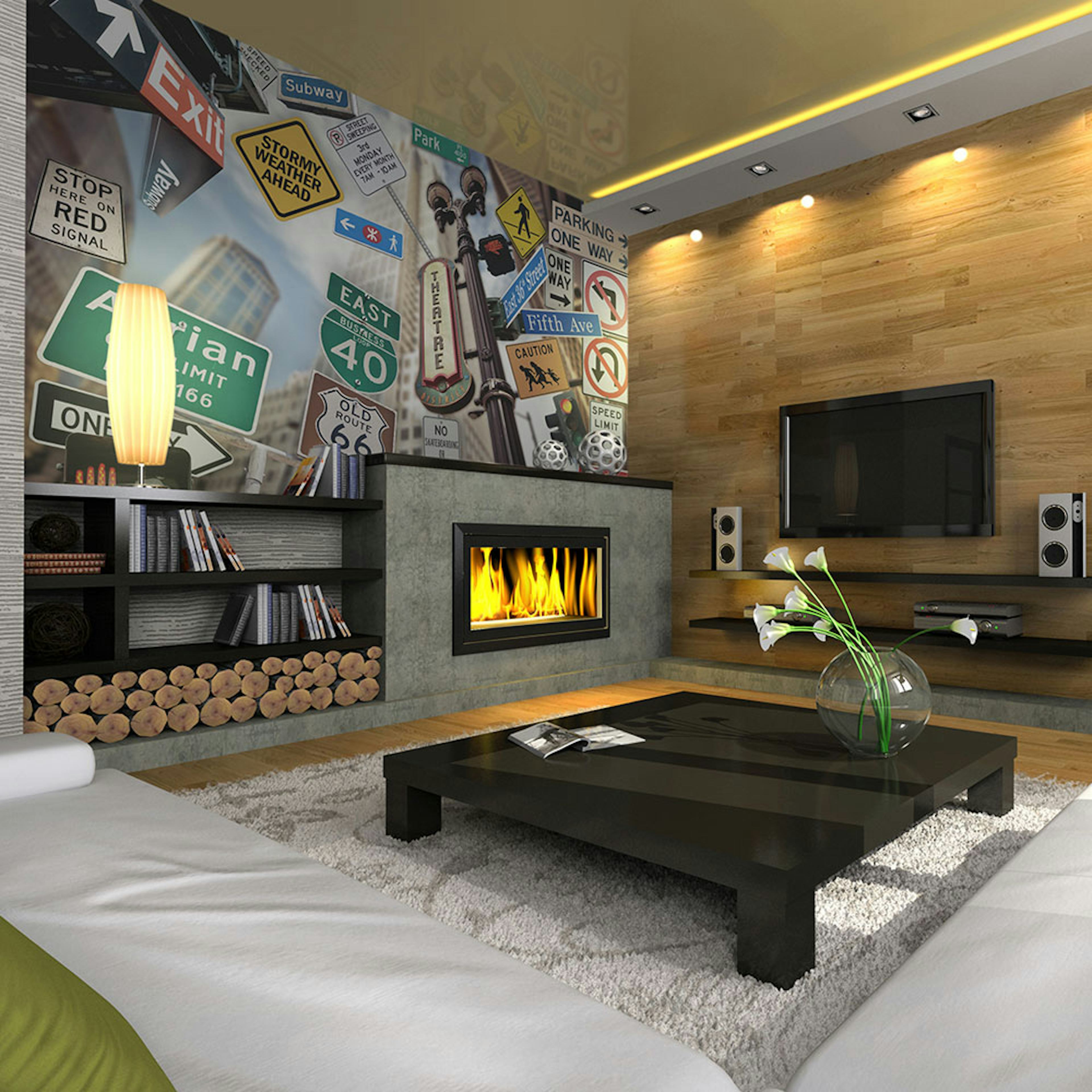 Fototapet Arkiio Nyc Tecken På En Färgad Bakgrund