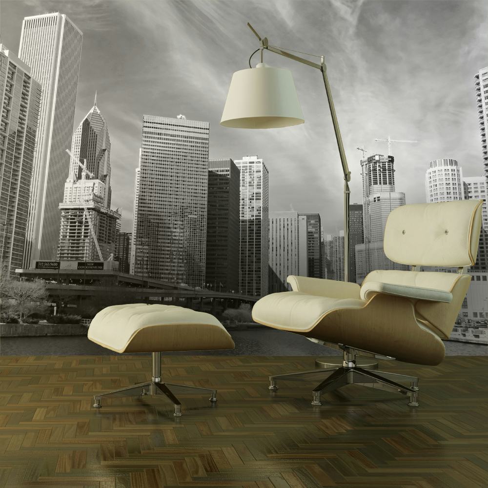 Fototapet Arkiio Chicago Skyline Svartvitt