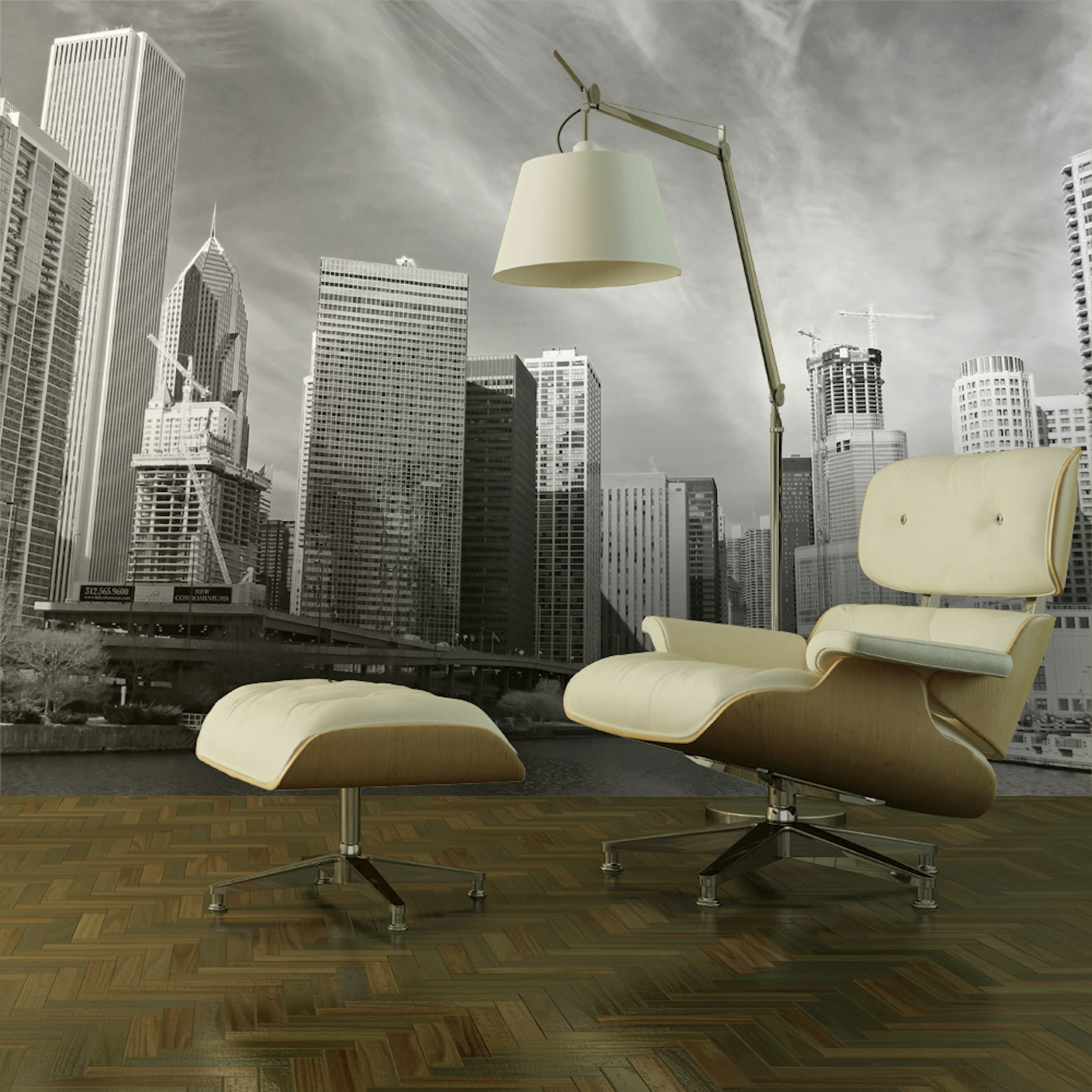 Fototapet Arkiio Chicago Skyline Svartvitt