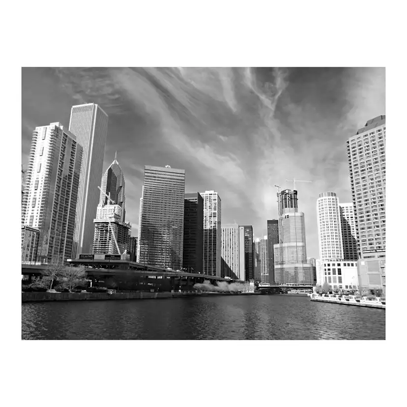Fototapet Arkiio Chicago Skyline Svartvitt