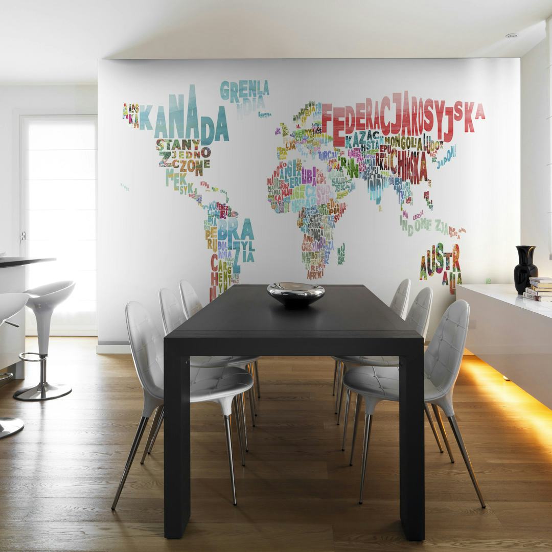 Fototapet Arkiio Karta Världen Polsk