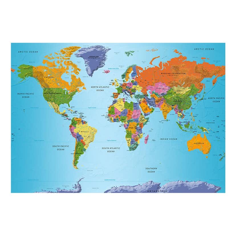 Fototapet Arkiio Självhäftande World Map Colourful Geography