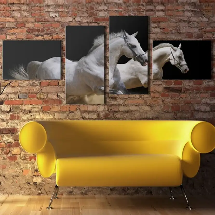 Tavla Arkiio Animal World White Horses Galloping