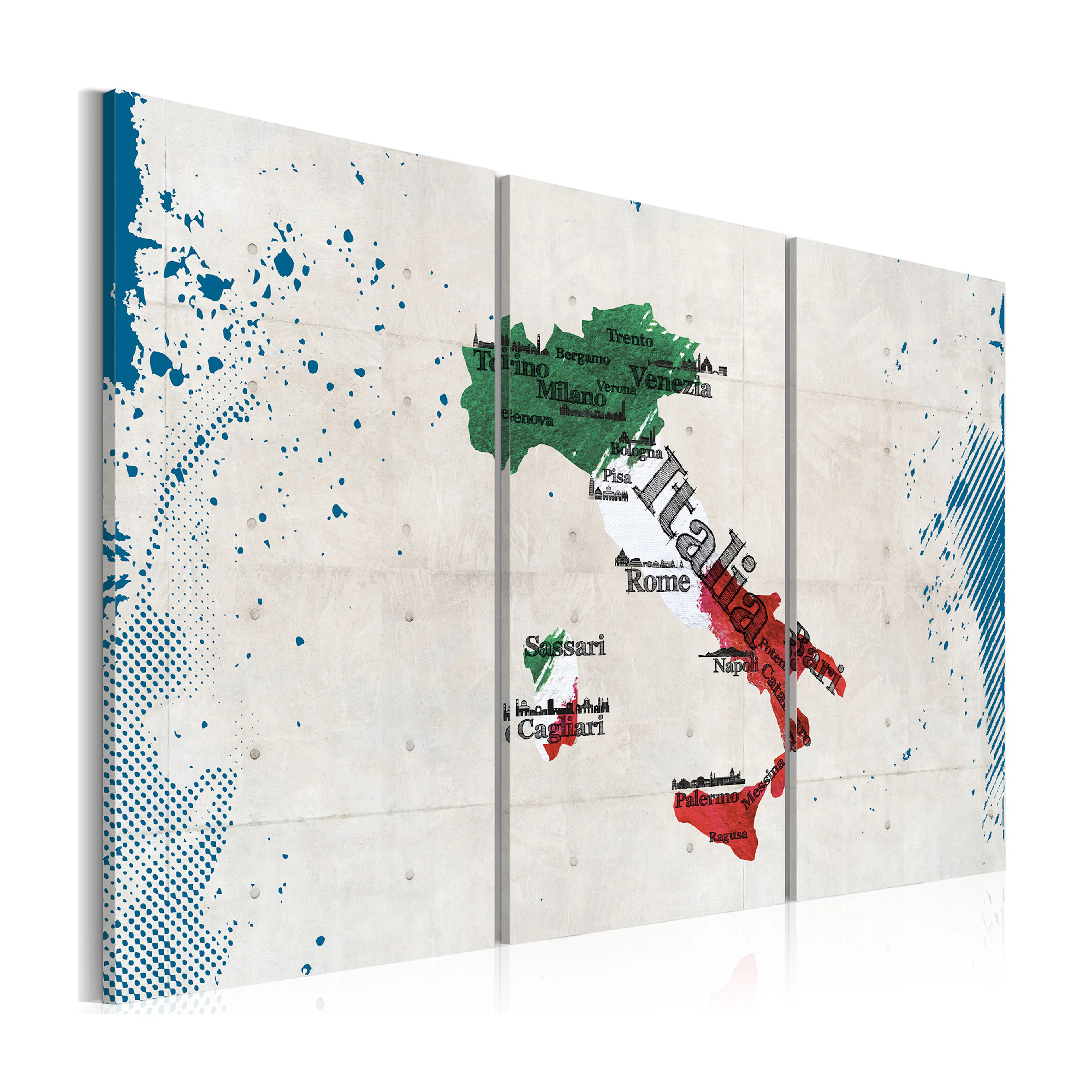 Tavla Arkiio Karta Över Italien Triptyk