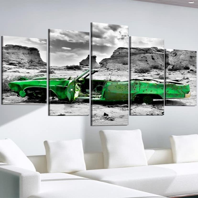 Tavla Arkiio Green Retro Car At Colorado Desert
