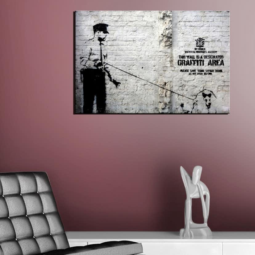 Tavla Arkiio Graffiti Area Police And A Dog By Banksy