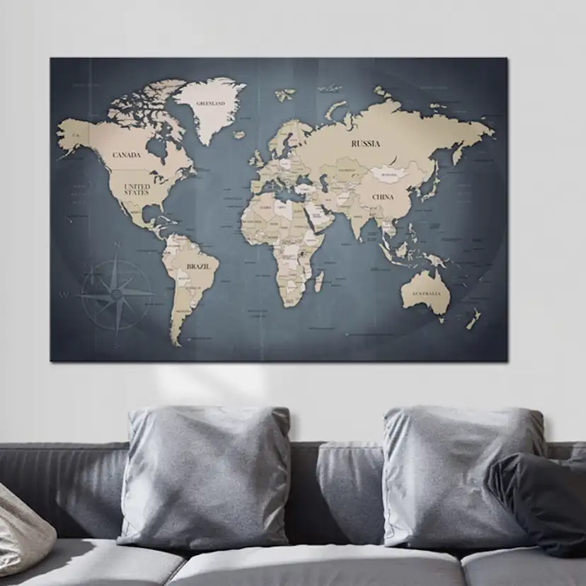 Tavla Arkiio World Map Shades Of Grey