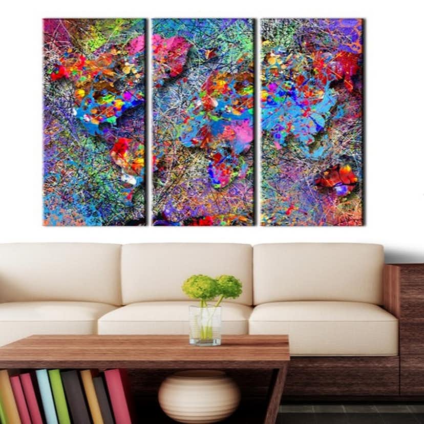 Tavla Arkiio World Map Colourful Whirl