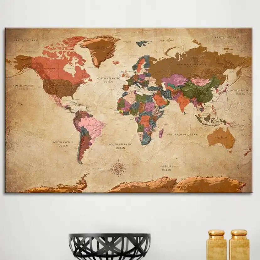 Tavla Arkiio World Map Brown Elegance