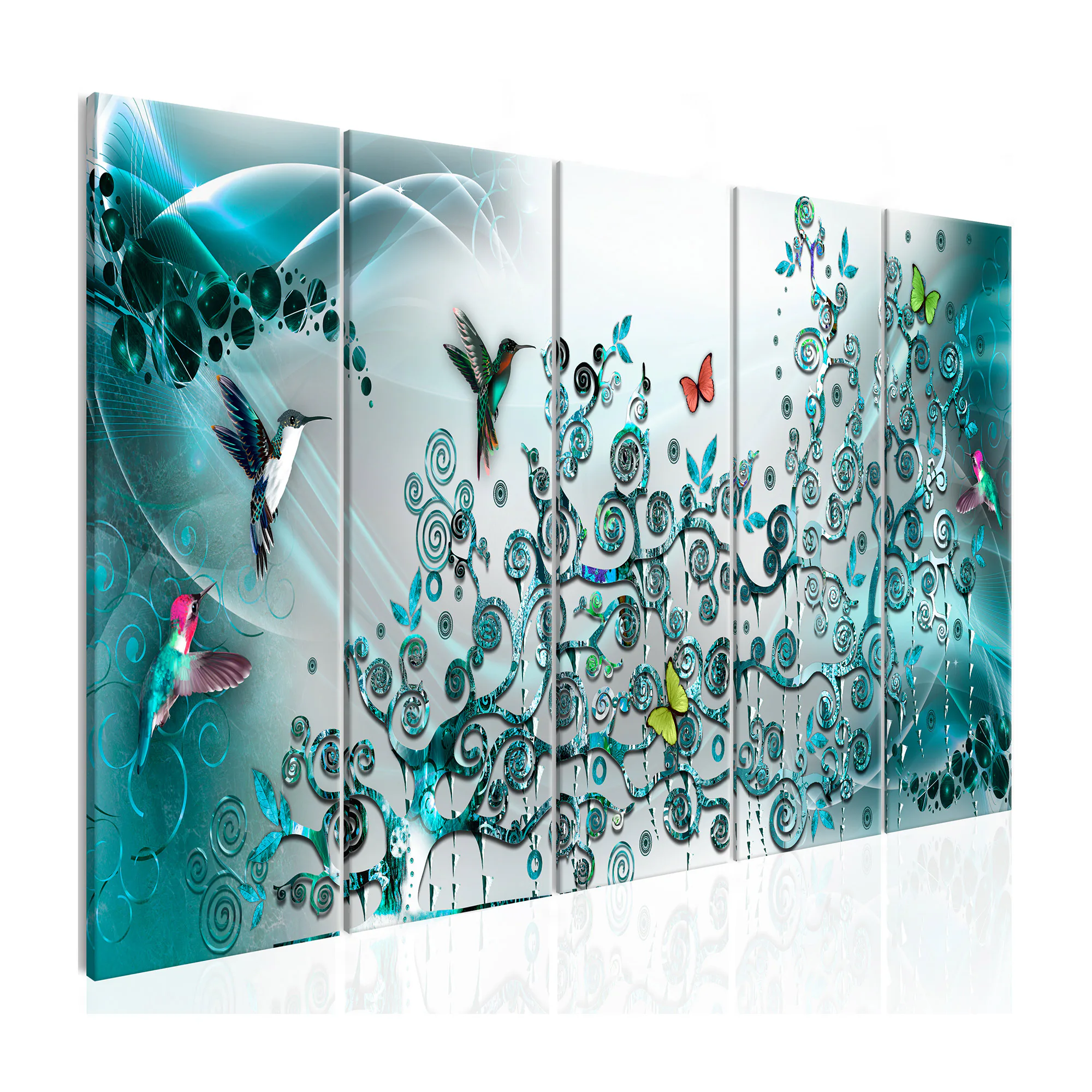Tavla Arkiio Hummingbirds Dance 5 delar Turkos